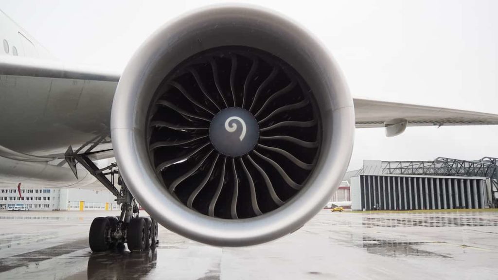 aircraft maintenance on aircraft engine.